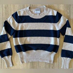 J CREW CASHMERE Shrunken Crewneck Sweater in Rugby Stripe